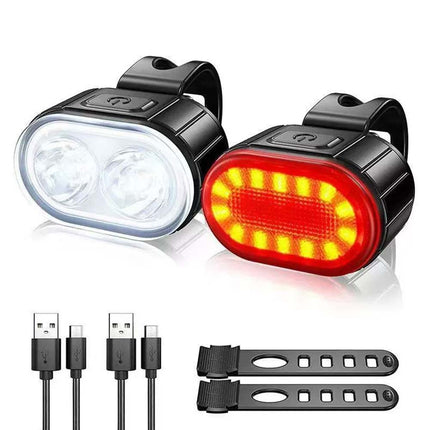 2PCS Super Bright Bike Light Set, Front & Rear LED Lights, Waterproof Bicycle Torch Lamps for Safe Night Riding
