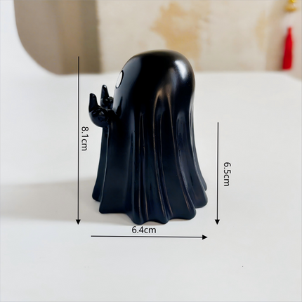 "9CM Funny Middle Finger Ghost Statue | Halloween Resin Figurine for Home Decor