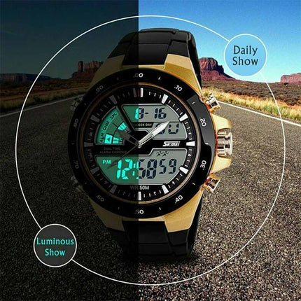 Chronograph Men Sport Wrist Watch Digital Big Dial Date Analog Military