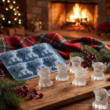 Mini Highland Cow Ice Cube Mold, Cute 3D Silicone Ice Cube Tray