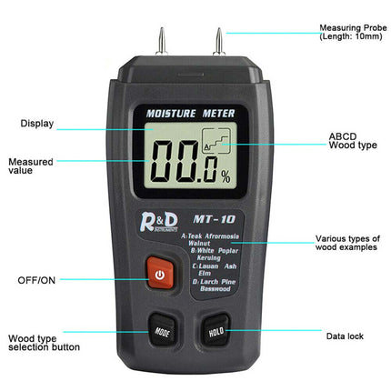 Wood Moisture Meter 2 Pin Damp Detector Digital LCD Firewood Analyzer Tester