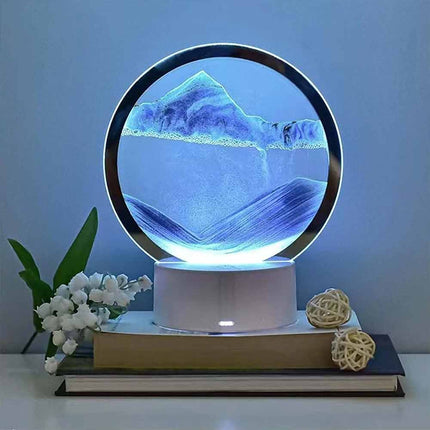 3D Moving Sand Picture LED Quicksand Table Lamp Sandscape Hourglass 16 Colours