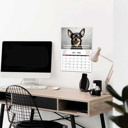 2026 Funny Desk Dogs Calendar, Month-to-View Hanging Dog Calendar for Home & Office