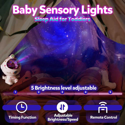 Creative sitting vortex astronaut starry sky projection light atmosphere light astronaut nebula night light