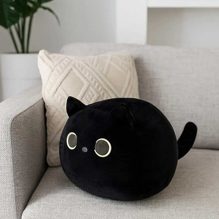 25cm Black Cat Plush Adorable Soft Stuffed Kitten Toy, Sweet Kawaii Plushie Gift
