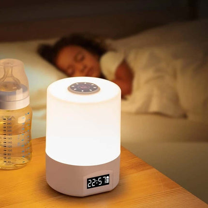LED Touch Control Night Light with Remote & Digital Time Display - Modern Bedside Lamp for Bedroom