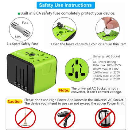 FAST 3.4A Universal Travel Adapter 3 USB &Type-C Outlet Converter Plug Power