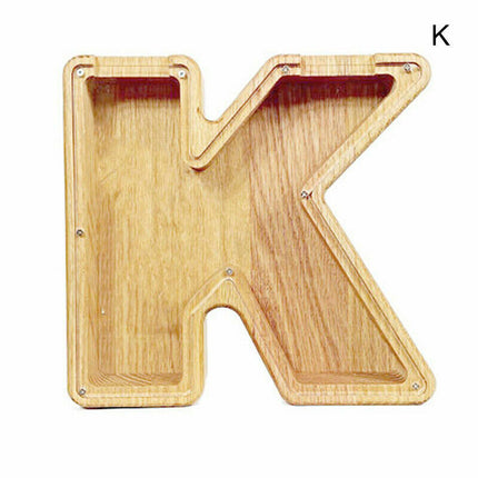 Wooden Piggy Bank Funny Letter/Alphabet Coin Saving Money Box Kids Adults Gift