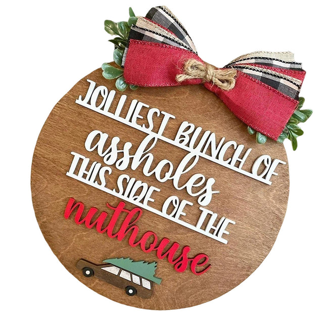 30x30CM Christmas Door Welcome Decor Hanger Wood Wall Decor Xmas Home Sign