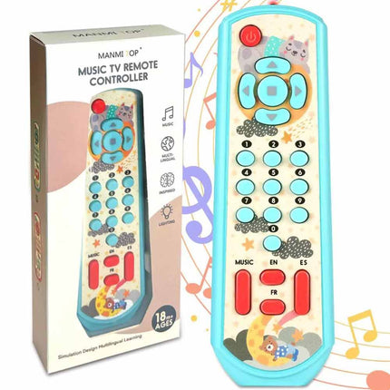 Baby TV Remote Control Sensory Toy Lighting Music Buttons Toddler Play Set Blue