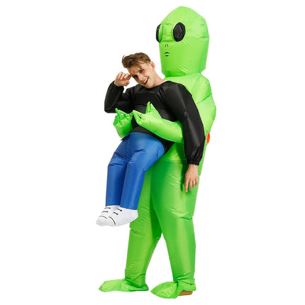 Halloween Green Scary  Alien Inflatable Costume Blow Up Party Dress Pump Gift