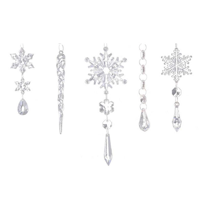 18X Crystal Christmas Ornaments for Tree Hanging Snowflake Icicle Pendant Decor