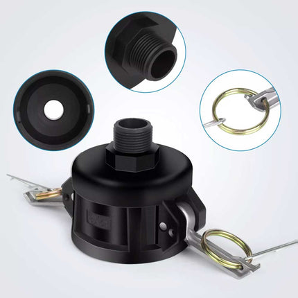 IBC Tote Tank Drain Camlock Adapter 2" to 3/4" Garden Hose Connector