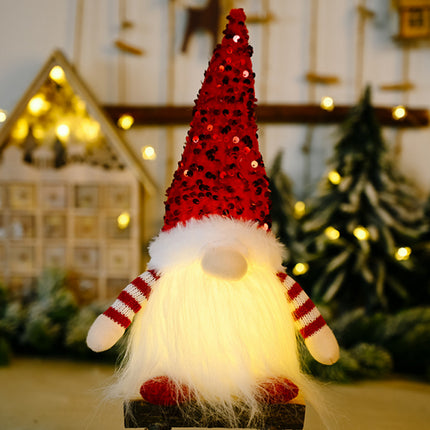 1x Christmas Gnome Santa Light with Bling Hat Xmas Party Decor Home Table Decor