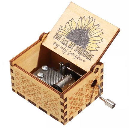 Gifts Hand-Cranked You are My Sunshine Music Box Musical Boxes Black Engraved