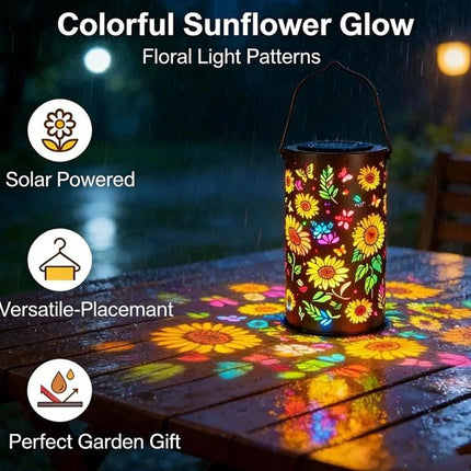 Sunflower Solar Hanging Lantern, Waterproof Outdoor Garden Light