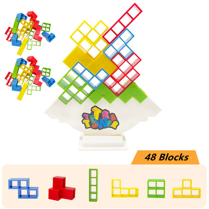 Tetra Tower Game Stacking Blocks Stack Building Blocks Balance Puzzle Board Assembly Bricks Educational Toys for Children Adults