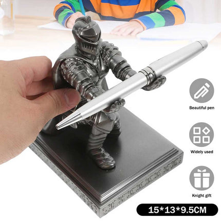 Office Warrior Resin Soldier Pen Holder: Medieval Knight Pencil Organizer & Desk Decor