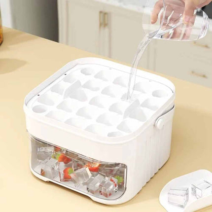 50-Cube Ice Maker with Easy Press Cap Double Layer Ice Cube Maker for Refrigerator