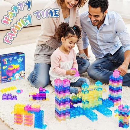Jelly Blox Mega Pack 40pc Soft Sensory Building Blocks Educational STEM Construction Toy