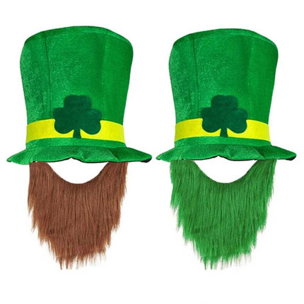 Adult Children's day St. Patricks Day Hat with Beard Leprechaun Caps Holiday Party