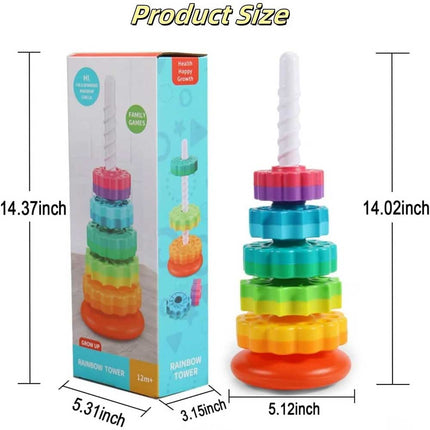 Rainbow Spinning Stacking Tower, Gear Assembly Toy
