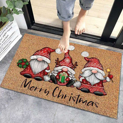 Merry Christmas Door Mat Floor Rug Xmas Home Decoration Non Slip Flannel Carpet