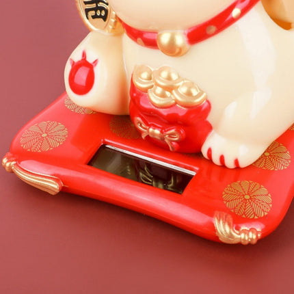 Solar Powered Chinese Maneki Neko Lucky Waving Beckoning Fortune Gift Cat Decor