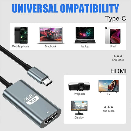 USB 3.1 Type-C to 4K 60Hz HDMI Adapter Converter Cable for Laptop Tablet TV