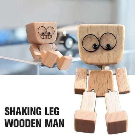 New Shaking Wooden Man Figure Decoration with 12 Magnetic Expressions Fun Swinging Desktop Ornament