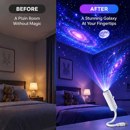 24-in-1 5D Galaxy Star Projector, Starry Sky Night Lamp with 24 Films, 360° Ceiling Projection, USB