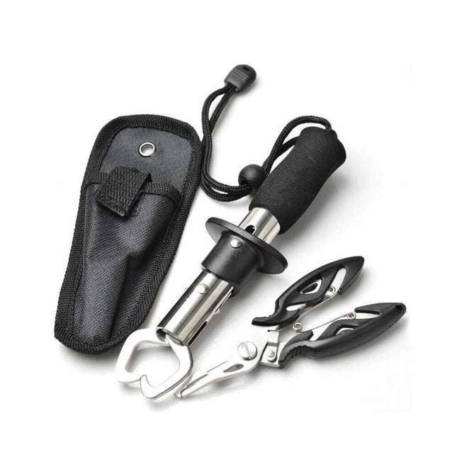 Fish Plier Fishing Remover Tool +Scissors Set Grip Trigger Lip Grabber