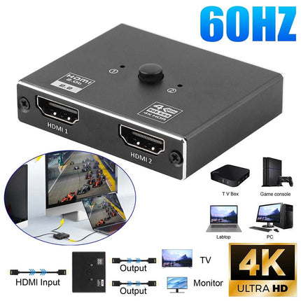 4K@120Hz HDMI 2.1 Splitter Switch 1in 2out / 2in 1out 60Hz UHD HDTV PC