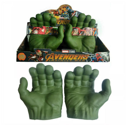 Pair of Green Plush Smash‑Fist Gloves, Kids Role‑Play Soft Toy Gloves for Party Cosplay