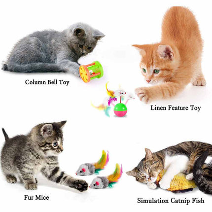 28X Bulk Buy Cat Kitten Toys Rod Fur Mice Bells Balls Catnip Lovely Pet Toy