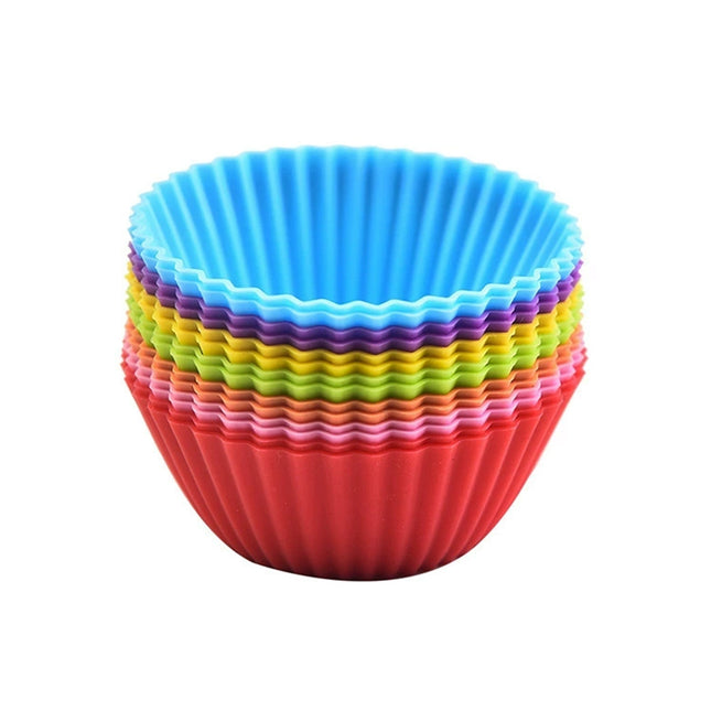 24PCS Reusable Silicone Cupcake Cases - Non-Stick Muffin Baking Moulds