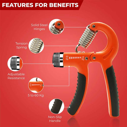 Adjustable Hand Grip Strengthener, 5-60kg Forearm & Wrist Trainer