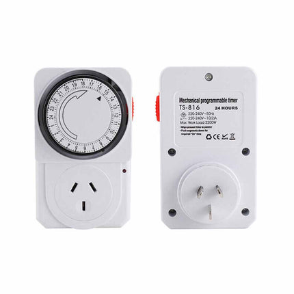 24HR Mechanical Analogue Time Wall Plug Switch Timer Socket 240V 2400W Max