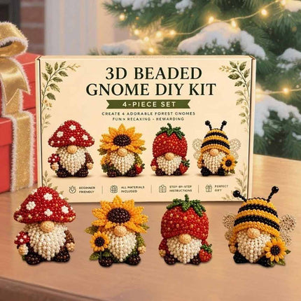 3D Beaded Gnome Craft DIY, Handmade Bead Art Supplies, Beginner Friendly Craft Set for Teens & Adults