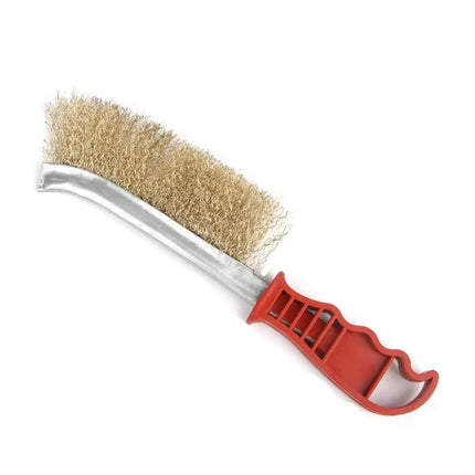 Heavy Duty Wire Hand Brush - Brass Coated/Stainless Steel Bristles for Rust, Paint & Metal Removal