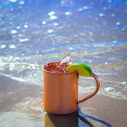450ML Pure Copper Moscow Mule Mug, Gold Copper Drinking Cup for Coffee Beer Cocktail & Camping