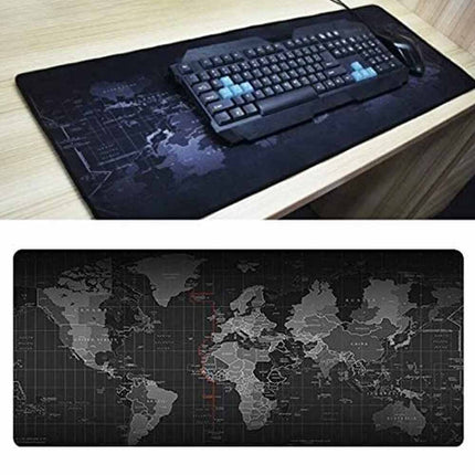 World Map Large Gaming Desk Mat 90×40cm, Extended Keyboard Mouse Pad Non-Slip Rubber Base