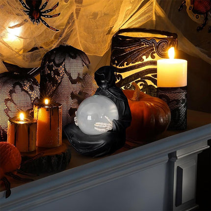 The Death God's Crystal Balls LED Light Grim Reaper Water Globe Halloween Decor