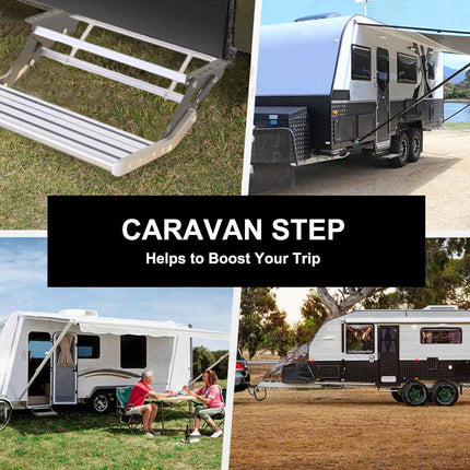 Caravan Rv Step Aluminium Pull Out Folding Caravan Step Camper Trailer LED Light