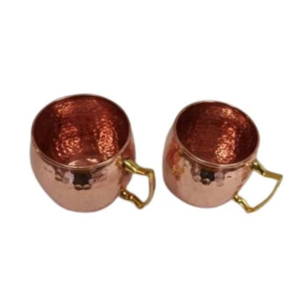 2 Pcs 60ml Handcrafted Copper Plated Moscow Mule Mug with Brass Handle