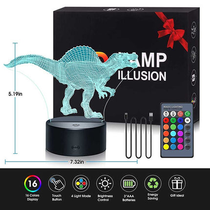 Gift for Boys Girls, 3D LED dinosaur Night Light Kids