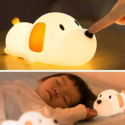 LED Silicone Night Light Rechargeable Cute Puppy Dog Touch Lamp Kids Bedroom Gift