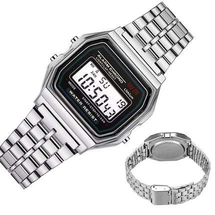 New Classic Retro Digital Unisex Silver Bracelet Watch With Watch Box