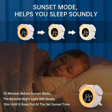 Alarm clock wake-up light with sunrise/sunset simulation, dual alarm clocks