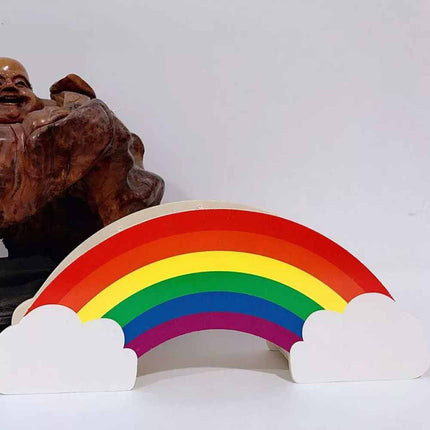 Rainbow Wooden Desk Organiser, DIY Pen & Pencil Holder with Phone Storage Compartment
